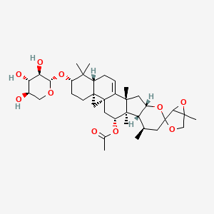 molecular formula C37H54O10 B15238713 [(1'S,3'R,4'R,5'R,6'R,10'S,12'S,16'R,18'S,21'R)-1,4',6',12',17',17'-hexamethyl-18'-[(2S,3R,4S,5R)-3,4,5-trihydroxyoxan-2-yl]oxyspiro[3,6-dioxabicyclo[3.1.0]hexane-4,8'-9-oxahexacyclo[11.9.0.01,21.04,12.05,10.016,21]docos-13-ene]-3'-yl] acetate 