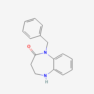 molecular formula C16H16N2O B1523878 1-benzyl-2,3,4,5-tetrahydro-1H-1,5-benzodiazepin-2-one CAS No. 1333691-32-9