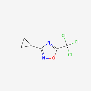 molecular formula C6H5Cl3N2O B1523879 3-Cyclopropyl-5-(trichloromethyl)-1,2,4-oxadiazole CAS No. 1306603-18-8