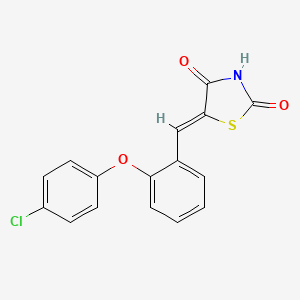 molecular formula C16H10ClNO3S B15238832 5-{(Z)-[2-(4-chlorophenoxy)phenyl]methylidene}-1,3-thiazolane-2,4-dione 