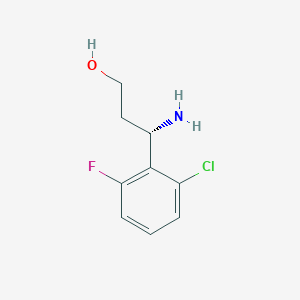 molecular formula C9H11ClFNO B15238849 (3S)-3-Amino-3-(2-chloro-6-fluorophenyl)propan-1-OL 