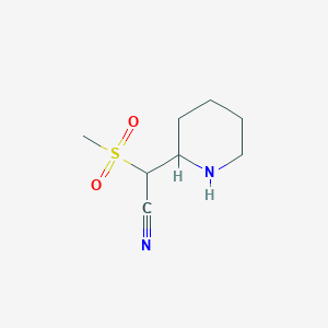 molecular formula C8H14N2O2S B15238870 2-Methanesulfonyl-2-(piperidin-2-YL)acetonitrile 