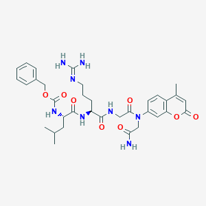 benzyl N-[(2S)-1-[[(2S)-1-[[2-[(2-amino-2-oxoethyl)-(4-methyl-2-oxochromen-7-yl)amino]-2-oxoethyl]amino]-5-(diaminomethylideneamino)-1-oxopentan-2-yl]amino]-4-methyl-1-oxopentan-2-yl]carbamate