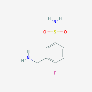 molecular formula C7H9FN2O2S B1523921 3-(Aminomethyl)-4-fluorobenzene-1-sulfonamide CAS No. 1258651-77-2