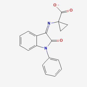 molecular formula C18H13N2O3- B15239226 [(3Z)-2-oxo-1-phenyl-2,3-dihydro-1H-indol-3-ylidene]aminocyclopropanecarboxylate 