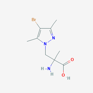 molecular formula C9H14BrN3O2 B15239256 2-amino-3-(4-bromo-3,5-dimethyl-1H-pyrazol-1-yl)-2-methylpropanoic acid 