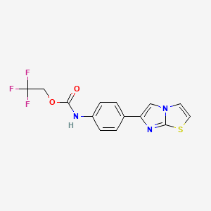 molecular formula C14H10F3N3O2S B1523927 2,2,2-trifluoroethyl N-(4-{imidazo[2,1-b][1,3]thiazol-6-yl}phenyl)carbamate CAS No. 1308650-30-7