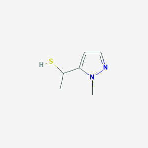 molecular formula C6H10N2S B15239344 1-(1-Methyl-1H-pyrazol-5-yl)ethane-1-thiol 