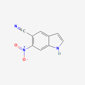 molecular formula C9H5N3O2 B15239368 6-Nitro-1H-indole-5-carbonitrile 