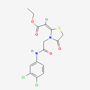 Ethyl 2-(3-{[(3,4-dichlorophenyl)carbamoyl]methyl}-4-oxo-1,3-thiazolidin-2-ylidene)acetate