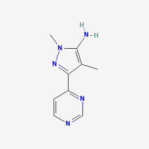 molecular formula C9H11N5 B15239464 1,4-Dimethyl-3-(pyrimidin-4-yl)-1H-pyrazol-5-amine 