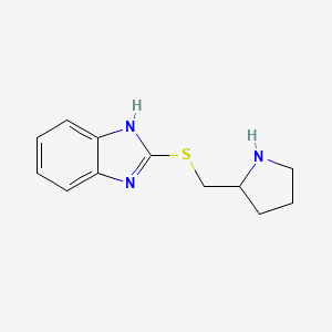 molecular formula C12H15N3S B15239522 2-{[(pyrrolidin-2-yl)methyl]sulfanyl}-1H-1,3-benzodiazole 