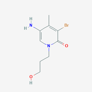 molecular formula C9H13BrN2O2 B15239566 5-Amino-3-bromo-1-(3-hydroxypropyl)-4-methyl-1,2-dihydropyridin-2-one 