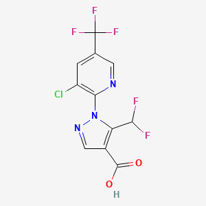molecular formula C11H5ClF5N3O2 B1523960 1-[3-chloro-5-(trifluoromethyl)pyridin-2-yl]-5-(difluoromethyl)-1H-pyrazole-4-carboxylic acid CAS No. 1269152-14-8