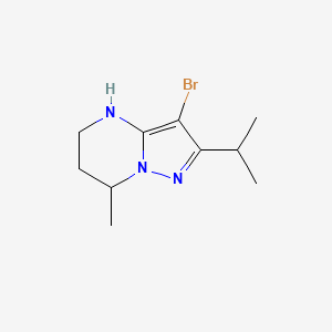 molecular formula C10H16BrN3 B15239603 3-Bromo-7-methyl-2-(propan-2-yl)-4H,5H,6H,7H-pyrazolo[1,5-a]pyrimidine 