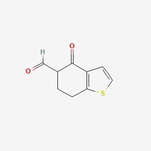 molecular formula C9H8O2S B15239663 4-Oxo-4,5,6,7-tetrahydro-1-benzothiophene-5-carbaldehyde 