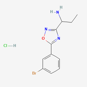 molecular formula C11H13BrClN3O B1523982 1-[5-(3-溴苯基)-1,2,4-恶二唑-3-基]丙胺盐酸盐 CAS No. 1311314-17-6
