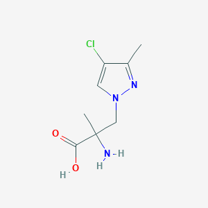 molecular formula C8H12ClN3O2 B15239858 2-amino-3-(4-chloro-3-methyl-1H-pyrazol-1-yl)-2-methylpropanoic acid 