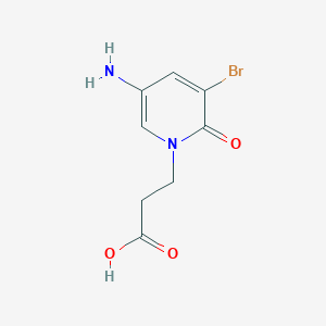 molecular formula C8H9BrN2O3 B15239930 3-(5-Amino-3-bromo-2-oxo-1,2-dihydropyridin-1-yl)propanoic acid 