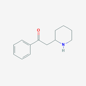 molecular formula C13H17NO B15240017 1-Phenyl-2-(piperidin-2-YL)ethan-1-one 