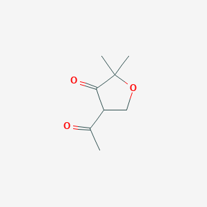 molecular formula C8H12O3 B15240100 4-Acetyl-2,2-dimethyloxolan-3-one 