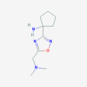 molecular formula C10H18N4O B1524012 1-{5-[(Dimetilamino)metil]-1,2,4-oxadiazol-3-il}ciclopentan-1-amina CAS No. 1311318-30-5