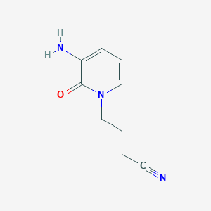 molecular formula C9H11N3O B15240219 4-(3-Amino-2-oxo-1,2-dihydropyridin-1-YL)butanenitrile 