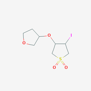 molecular formula C8H13IO4S B15240324 3-Iodo-4-(oxolan-3-yloxy)-1lambda6-thiolane-1,1-dione 