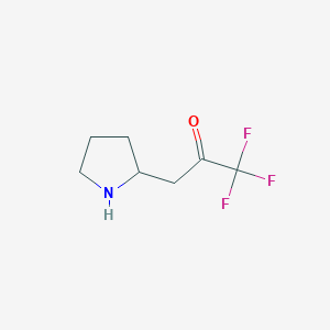 molecular formula C7H10F3NO B15240328 1,1,1-Trifluoro-3-(pyrrolidin-2-yl)propan-2-one 