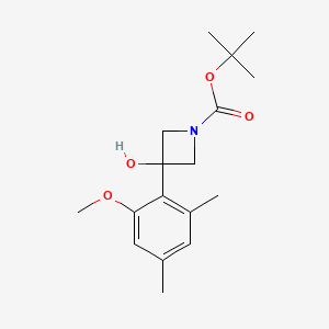 molecular formula C17H25NO4 B15240446 tert-Butyl 3-hydroxy-3-(2-methoxy-4,6-dimethylphenyl)azetidine-1-carboxylate 