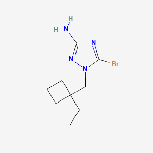 molecular formula C9H15BrN4 B15240469 5-Bromo-1-[(1-ethylcyclobutyl)methyl]-1H-1,2,4-triazol-3-amine 