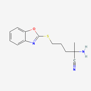 molecular formula C13H15N3OS B1524047 2-Amino-5-(1,3-benzoxazol-2-ylsulfanyl)-2-méthylpentanenitrile CAS No. 1308025-21-9