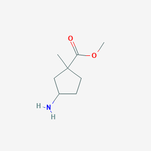 molecular formula C8H15NO2 B15240595 Methyl 3-amino-1-methylcyclopentane-1-carboxylate 