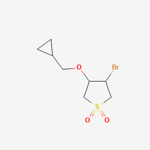 molecular formula C8H13BrO3S B15240652 3-Bromo-4-(cyclopropylmethoxy)-1lambda6-thiolane-1,1-dione 