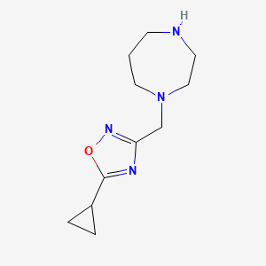 molecular formula C11H18N4O B1524076 1-[(5-Cyclopropyl-1,2,4-oxadiazol-3-yl)methyl]-1,4-diazepane CAS No. 1249732-62-4