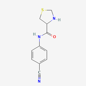 molecular formula C11H11N3OS B15240775 N-(4-cyanophenyl)-1,3-thiazolidine-4-carboxamide 