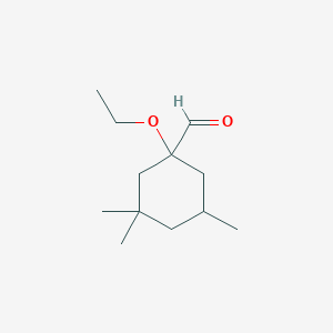 molecular formula C12H22O2 B15240822 1-Ethoxy-3,3,5-trimethylcyclohexane-1-carbaldehyde 