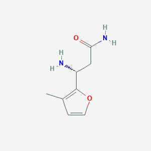 molecular formula C8H12N2O2 B15240916 (3R)-3-Amino-3-(3-methylfuran-2-yl)propanamide 