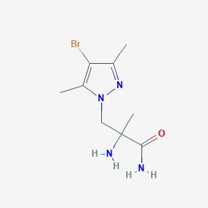 molecular formula C9H15BrN4O B15240923 2-Amino-3-(4-bromo-3,5-dimethyl-1H-pyrazol-1-YL)-2-methylpropanamide 