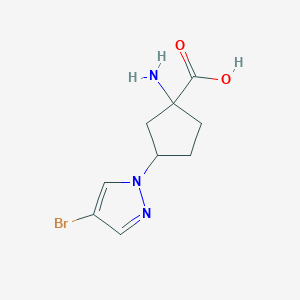 molecular formula C9H12BrN3O2 B15240999 1-amino-3-(4-bromo-1H-pyrazol-1-yl)cyclopentane-1-carboxylic acid 