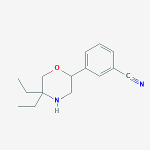 molecular formula C15H20N2O B15241009 3-(5,5-Diethylmorpholin-2-yl)benzonitrile 