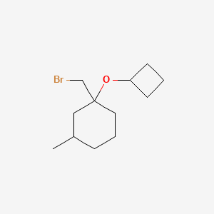 molecular formula C12H21BrO B15241220 1-(Bromomethyl)-1-cyclobutoxy-3-methylcyclohexane 