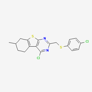 3-Chloro-5-{[(4-chlorophenyl)sulfanyl]methyl}-11-methyl-8-thia-4,6-diazatricyclo[7.4.0.0,2,7]trideca-1(9),2,4,6-tetraene