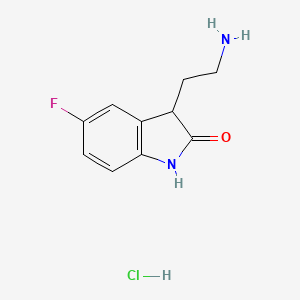 molecular formula C10H12ClFN2O B1524136 3-(2-氨基乙基)-5-氟-2,3-二氢-1H-吲哚-2-酮盐酸盐 CAS No. 1245568-58-4