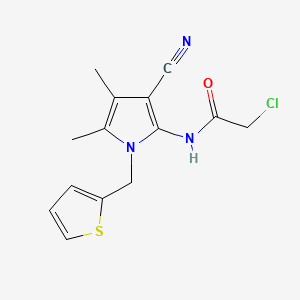 molecular formula C14H14ClN3OS B15241379 2-chloro-N-[3-cyano-4,5-dimethyl-1-(thien-2-ylmethyl)-1H-pyrrol-2-yl]acetamide CAS No. 852388-92-2