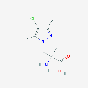 molecular formula C9H14ClN3O2 B15241387 2-amino-3-(4-chloro-3,5-dimethyl-1H-pyrazol-1-yl)-2-methylpropanoic acid 