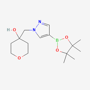 molecular formula C15H25BN2O4 B15241521 4-{[4-(tetramethyl-1,3,2-dioxaborolan-2-yl)-1H-pyrazol-1-yl]methyl}oxan-4-ol 