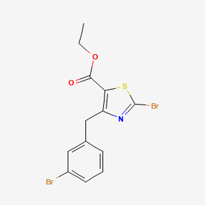 molecular formula C13H11Br2NO2S B15241579 Ethyl 2-bromo-4-(3-bromobenzyl)thiazole-5-carboxylate 