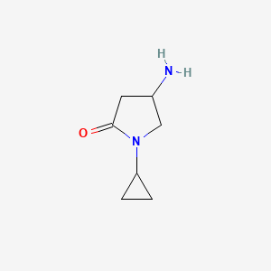 molecular formula C7H12N2O B15241618 4-Amino-1-cyclopropylpyrrolidin-2-one 