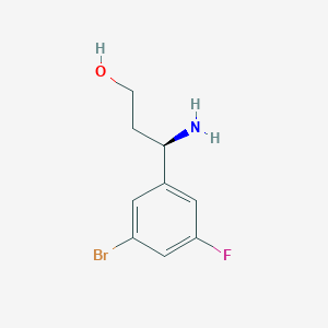 molecular formula C9H11BrFNO B15241622 (3R)-3-Amino-3-(3-bromo-5-fluorophenyl)propan-1-OL 